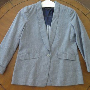 New J Crew Unstructured Blazer in Cotton-linen Heathered Blue Gray Size 8 H6199